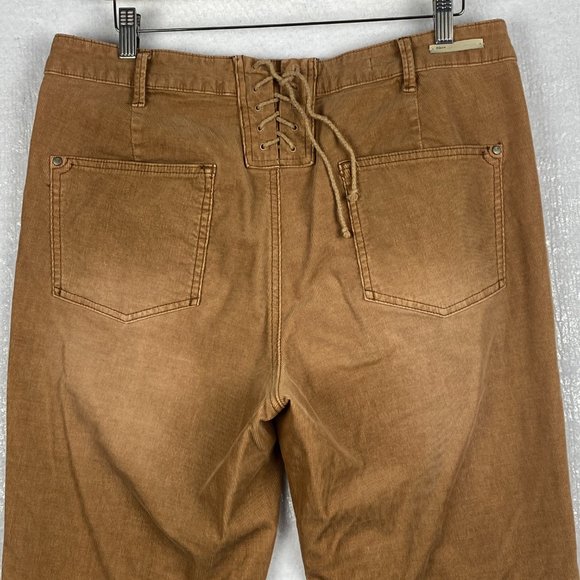 Anthropologie Pilcro Pants Women 35x31* Corduroy Script Lace Up Back Flare‎ Leg - Picture 4 of 14